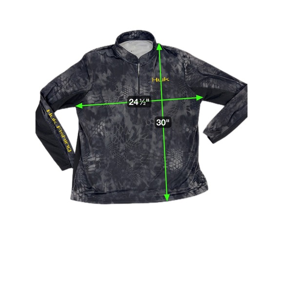 Huk Fishing Performance Quarter Zip Long‎ Sleeve Shirt Mens XXL Black Camo - Picture 5 of 6